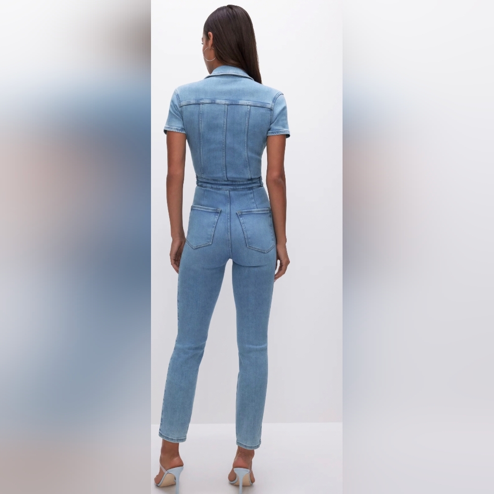 Good American - Fit For Success Denim Jumpsuit - Picture 3 of 8